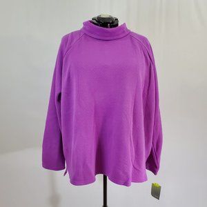 NWT Women's Tek Gear Plus Size 3X Fuchsia Pink Purple Mock Neck Long Sleeve Warm